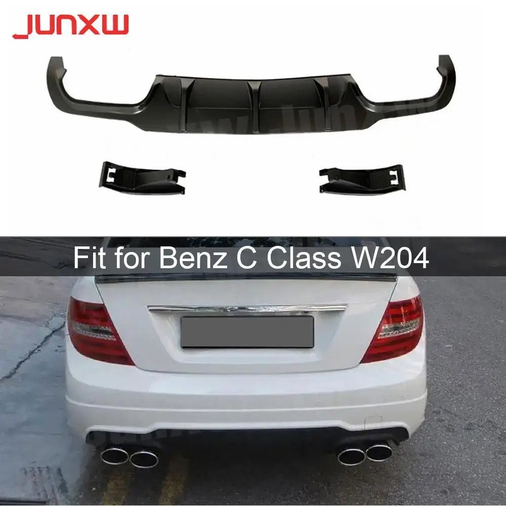 

ABS Black Rear Bumper Lip Diffuser Car Bodykits for Mercedes Benz C Class W204 C63 AMG 2012 2013 2014 Carbon Look