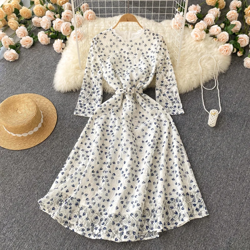 

Летнее женское шифоновое платье с принтом WEIHAOBANG, свободное Повседневное платье средней длины с круглым вырезом и рукавами семь восьмых, с в...