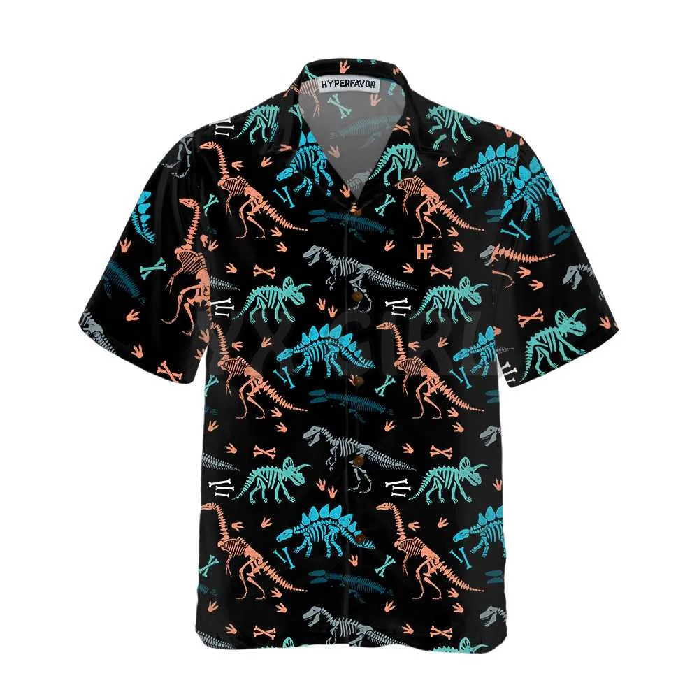 Dinosaurs Footprints Seamless Pattern 3D All Over Printed Hawaiian Shirt Men's For Women's Harajuku Casual Shirt Unisex