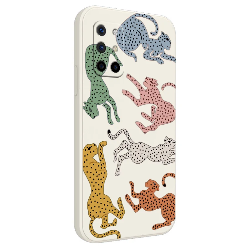 

Golden Leopard Liquid Silicone Case For Oneplus 8t 9 9pro pro Square Camera Lens Protection Ultra Thin Shockproof Phone Cover