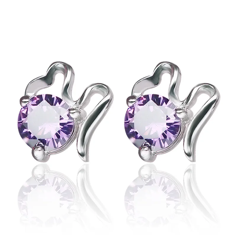 

Purple and Clear Cloud Stud Earring For Women Wedding Gift Lady Girl Fashion Zircon Jewelry