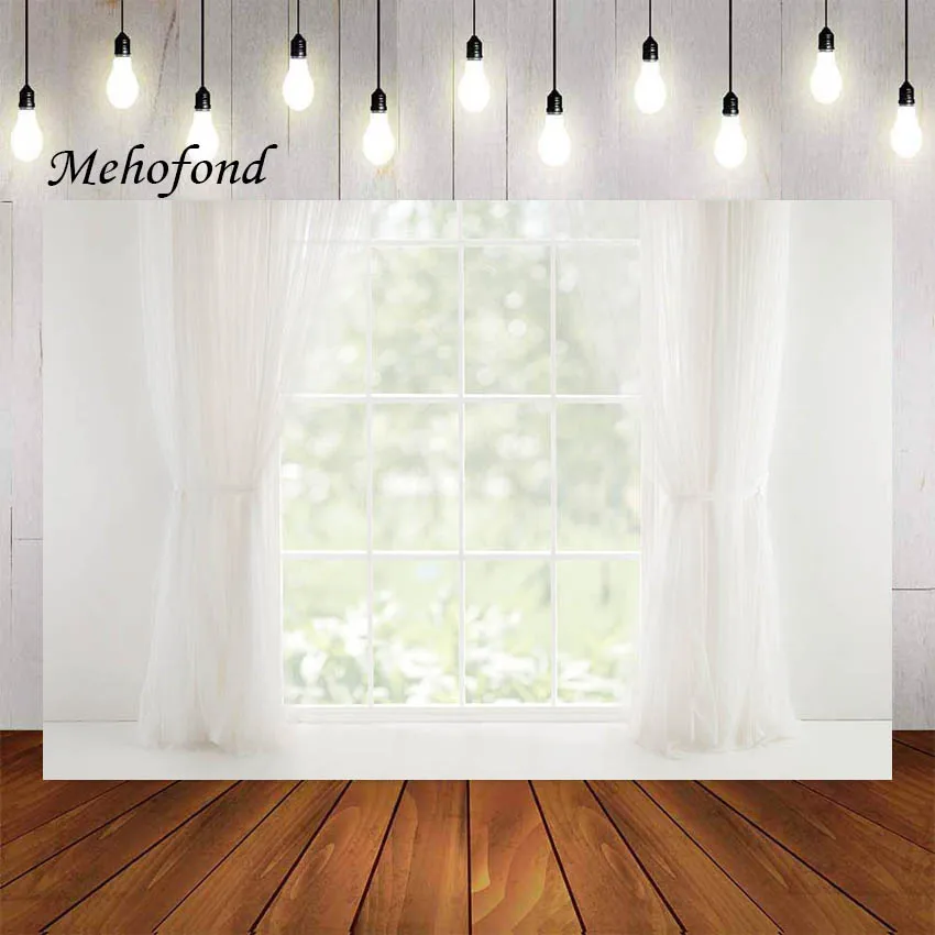 

Mehofond Photography Background Interior White Windows Curtain Bokeh Wedding Birthday Party Portrait Decor Backdrop Photo Studio