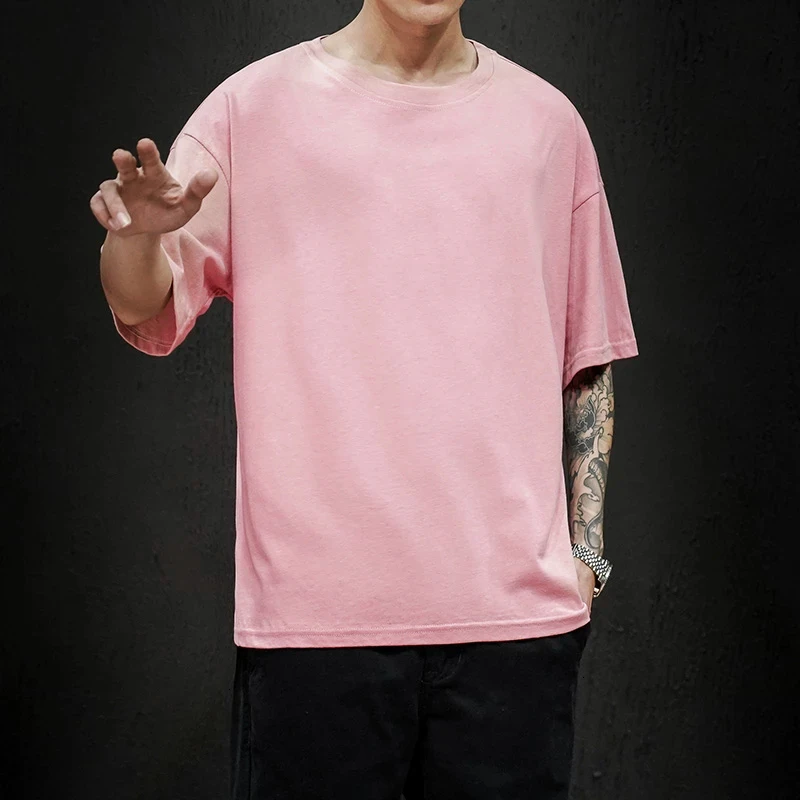 

DE Solid Color Men's Short Sleeve T-Shirt 100% Combed Cotton Basic Men's T-Shirt 2022 Summer Casual Ladies Couple T-Shirt