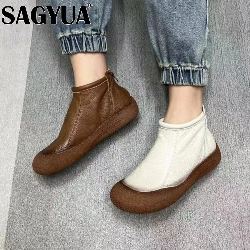 Женские ботильоны на плоской подошве и платформе брендовая кожаная обувь