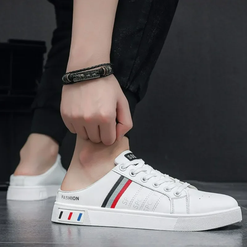 Летние мужские модные дизайнерские полутапочки из искусственной кожи роскошные