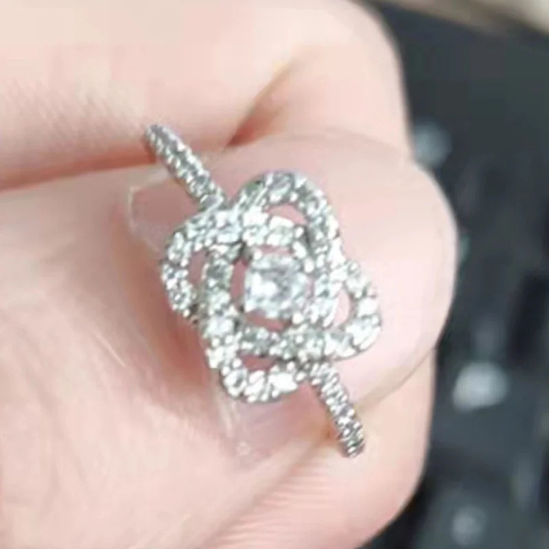 Geometric cross set carat zircon diamond ring female cross border temperament personalized design ring