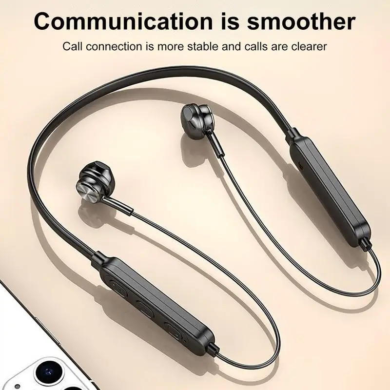 Беспроводные Bluetooth-совместимые наушники стереофонический шейный ремешок с