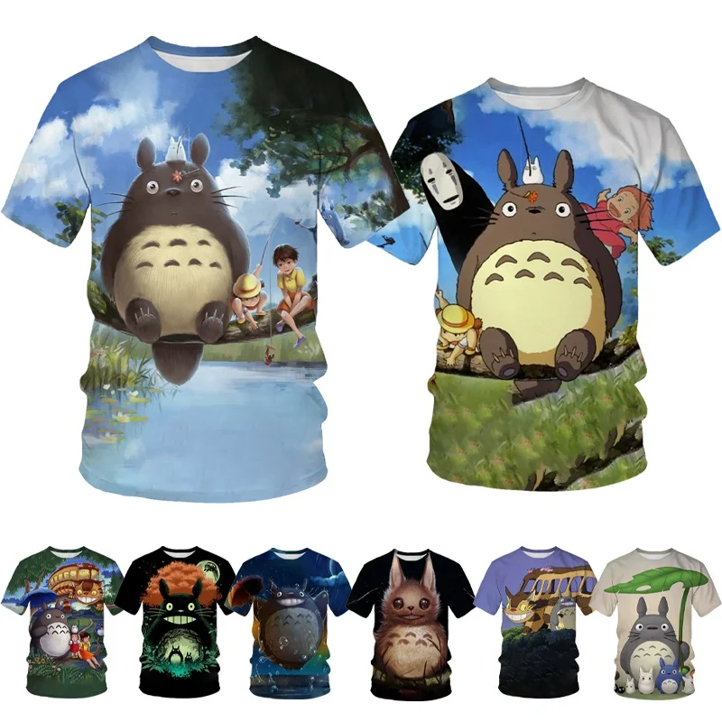 

Funny Anime 3D Printing Neutral Cartoon Totoro Print T-shirt Casual Streetwear Top Tee Men's Fashion Short Sleeve T-shirt