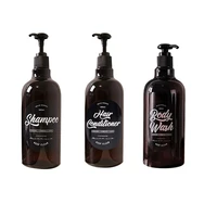 3 in 1 set bathroom shampoo bottle soap dispenser body wash hair conditioner refillable bottle 500ml plastic storage jar