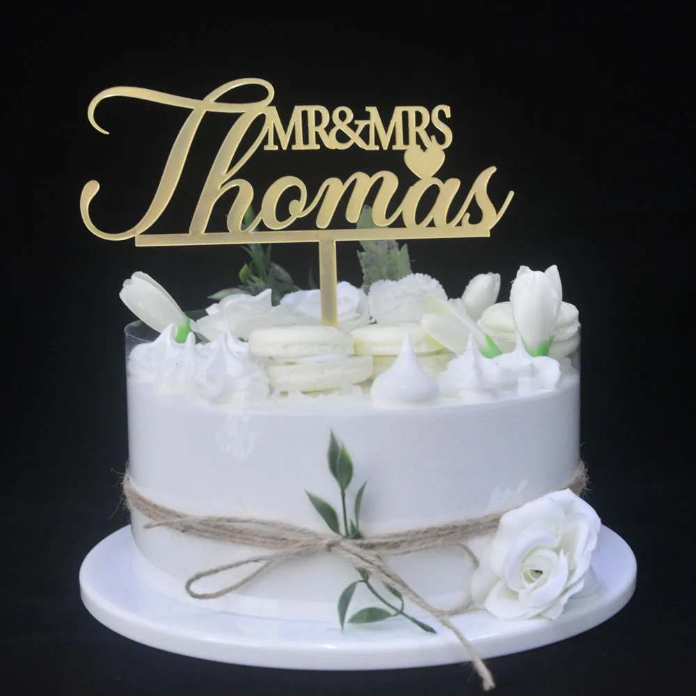 

Пользовательское имя, свадебные торты Mr & Mrs, топперы с сердцем, Ваша фамилия, акриловый зеркальный стол, центральный стол, название для калли...