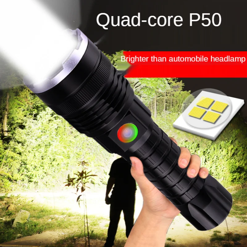 P70 Black Led Flashlight Portable Small 26650battery 4200lumen Camping Hunting Flashlight Linternas Portable Lighting