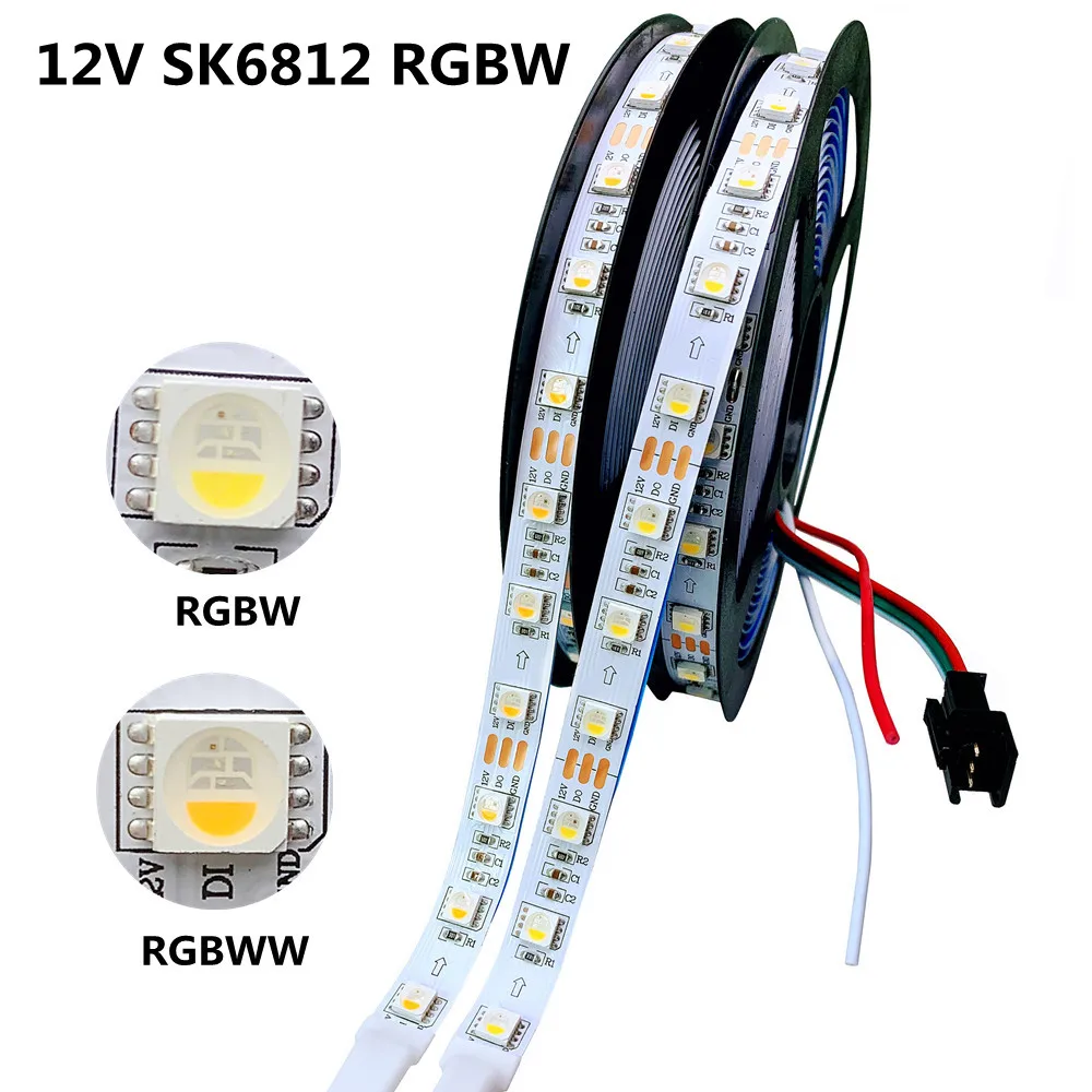 

12V Addressable SK6812 RGBW RGBWW LED Strip SMD5050 4 IN 1 60LEDs/m LED Pixel Tape Light Waterproof IP30 65 67 Similar WS2812B