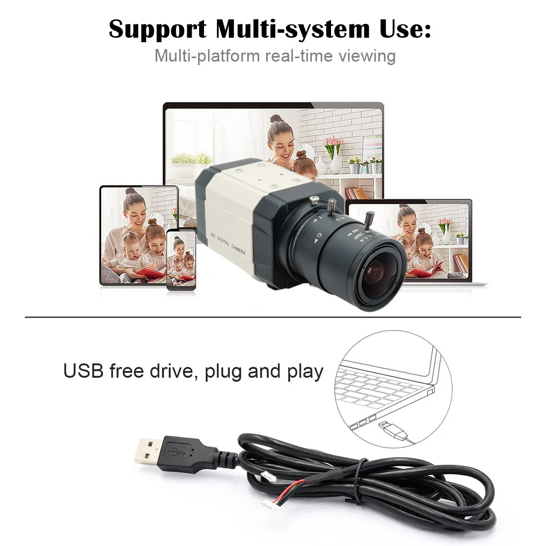 HD 2.8-12mm / 5-50mm Varifocal Zoom Lens 720P 4MP 5MP MJPG High Speed UVC USB Camera PC USB Webcam images - 6