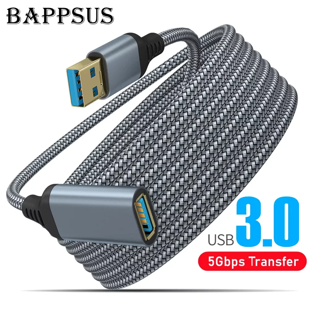 

USB 3.0 Extension Cable Male to Female Transmission Data Cable Nylon Braided USB3.0 Extender Cord for PC TV Printer Camera Cable