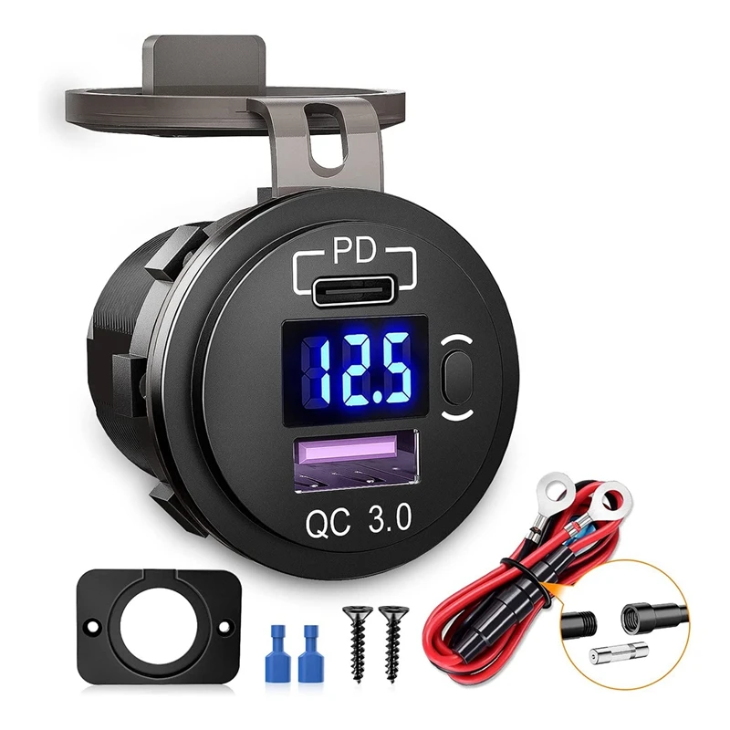 Автомобильное зарядное устройство с двумя USB-портами быстрая зарядка QC 3 0 и PD