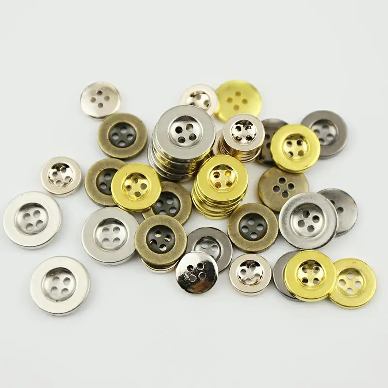 

100pcs 15mm/12.5mm Plastic Shiny Metallic Round 4 Holes Buttons Sewing DIY Garment Accessories DIY Scrapbooking