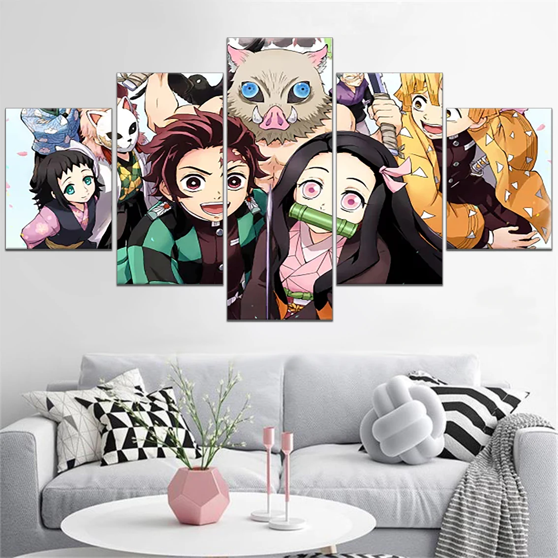 

Anime Demon Slayer 5 Panel Canvas Poster HD Prints Painting Picture Modern Style Wall Art Home Decoration Living Room Modular