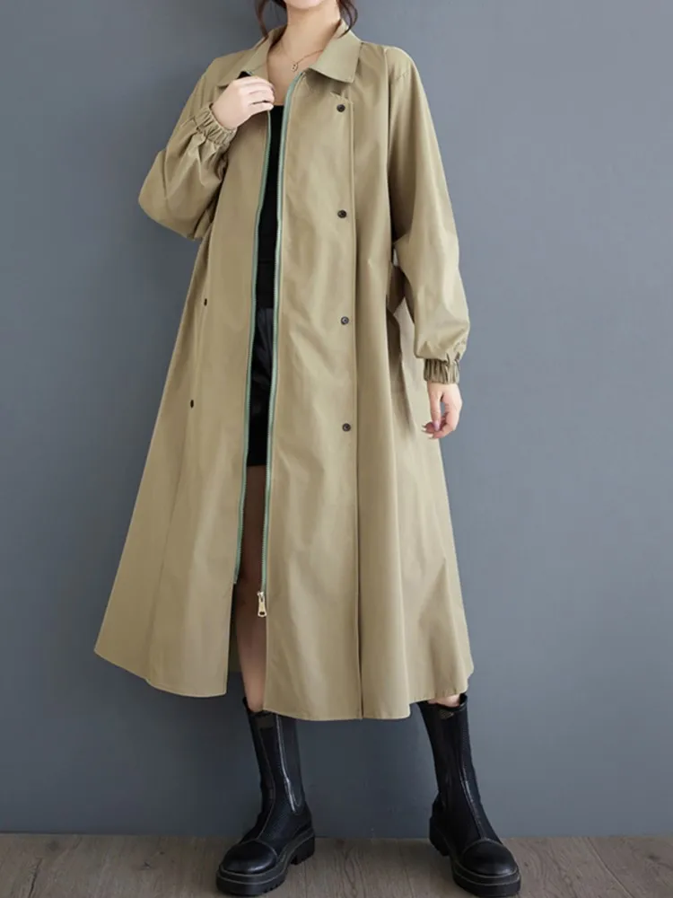 Женская Длинная свободная рубашка-трапеция Повседневная плиссированная куртка