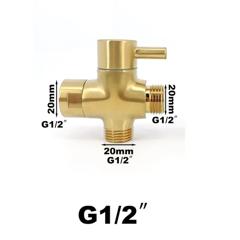 

T-образный переходник для водопроводного крана, 3-ходовой позолоченный нержавеющий клапан, отводной латунный сепаратор, тройник для душа в туалете K5