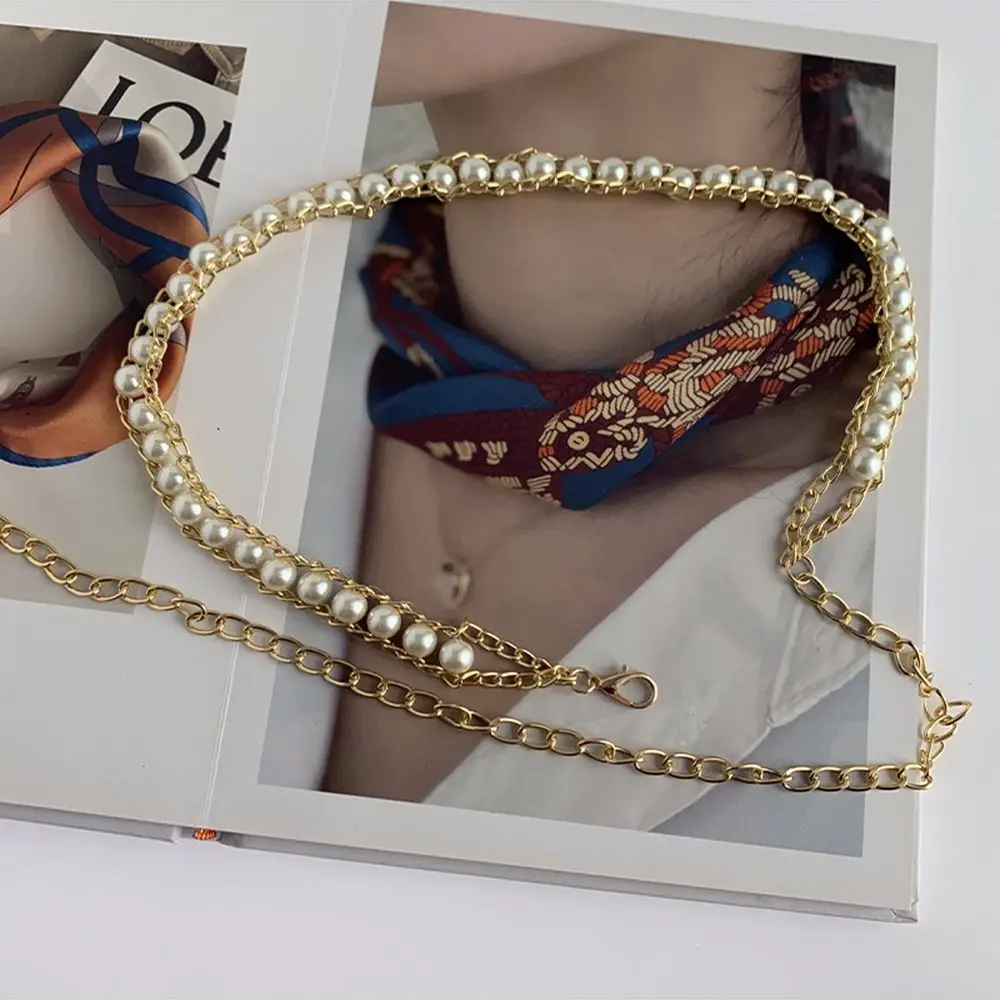 Adjustable Sweet Korean Lobster Clasp Alloy Exquisite Belt accessories Waistband Waist Chain Pearl Waist Belt