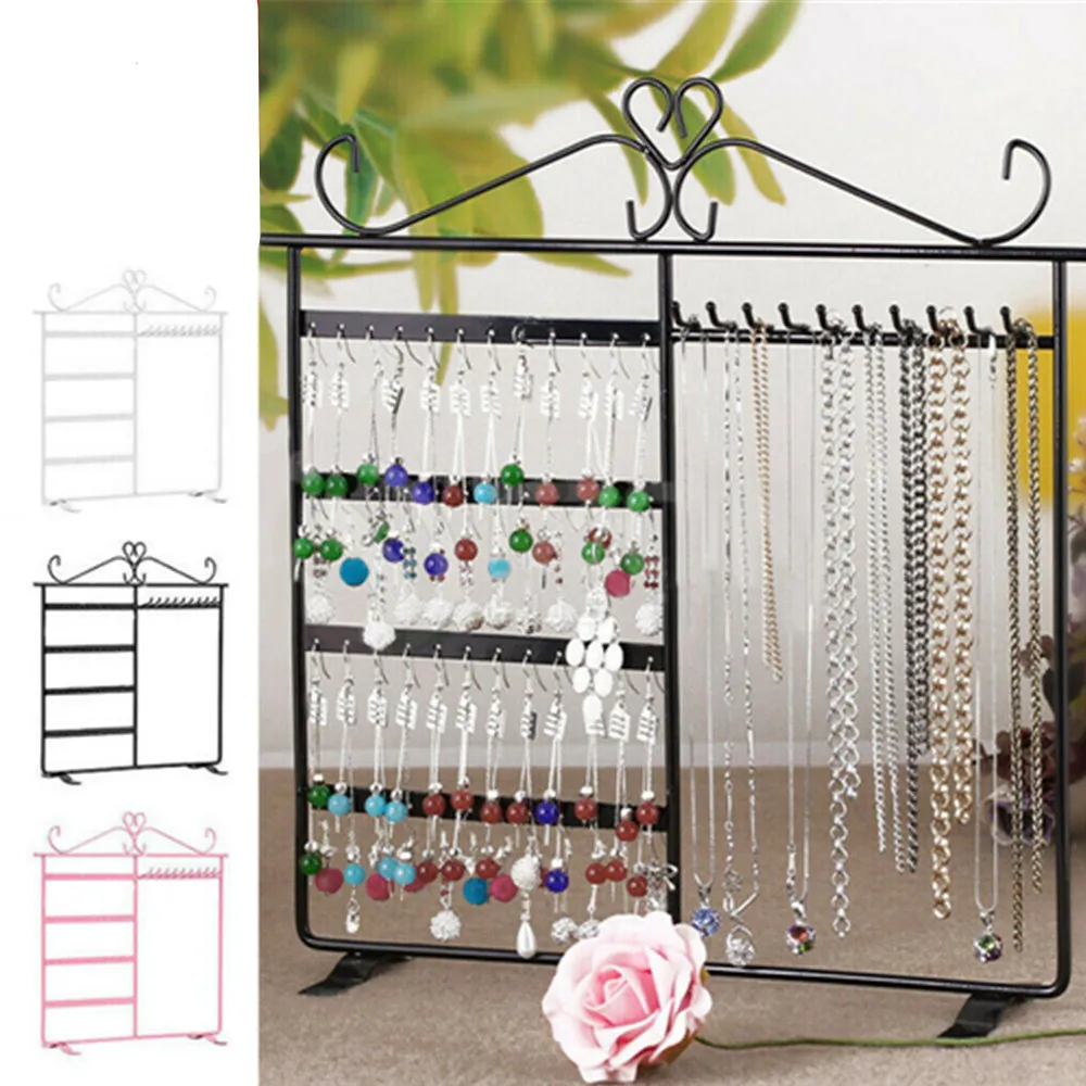 

Vintage Jewelry Hanger Earring Necklace Bracelet Jewelry Metal Display Rack Stand Necklace Organizer Rack Holder Storage Case