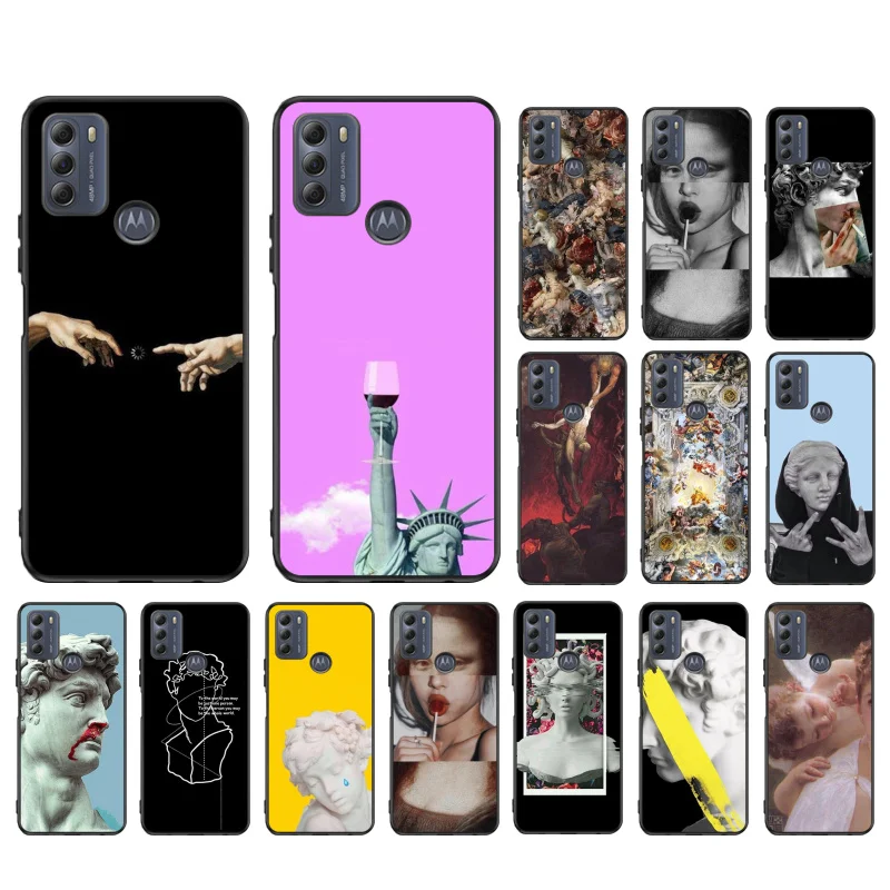 

Plaster Statue David Phone Case for Motorola E7 Plus E32 E20 E40 Edge 20 Lite G22 G52 G20 G30 G100 G60 G50 G10 G Pure G Stylus