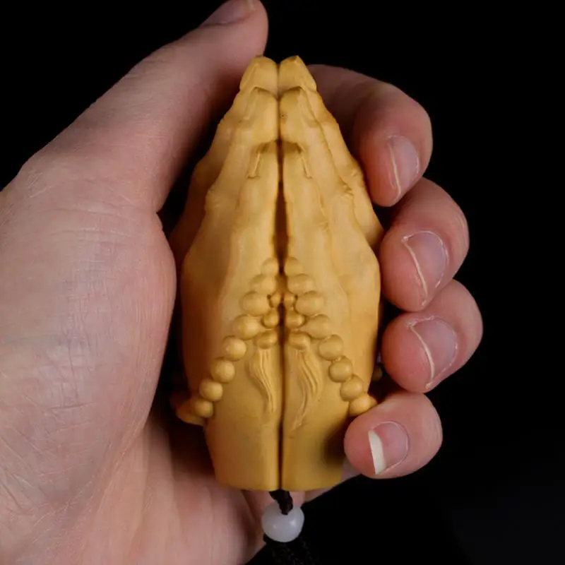 

Boxwood Wood Carved Decor Car Pendant Buddha's Hand Buddhas Craft Home Decoration Ornament Statue