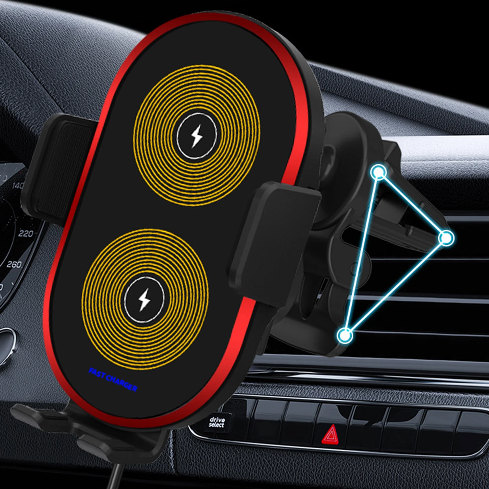 Держатель автомобильного зарядного устройства с двумя катушками беспроводной