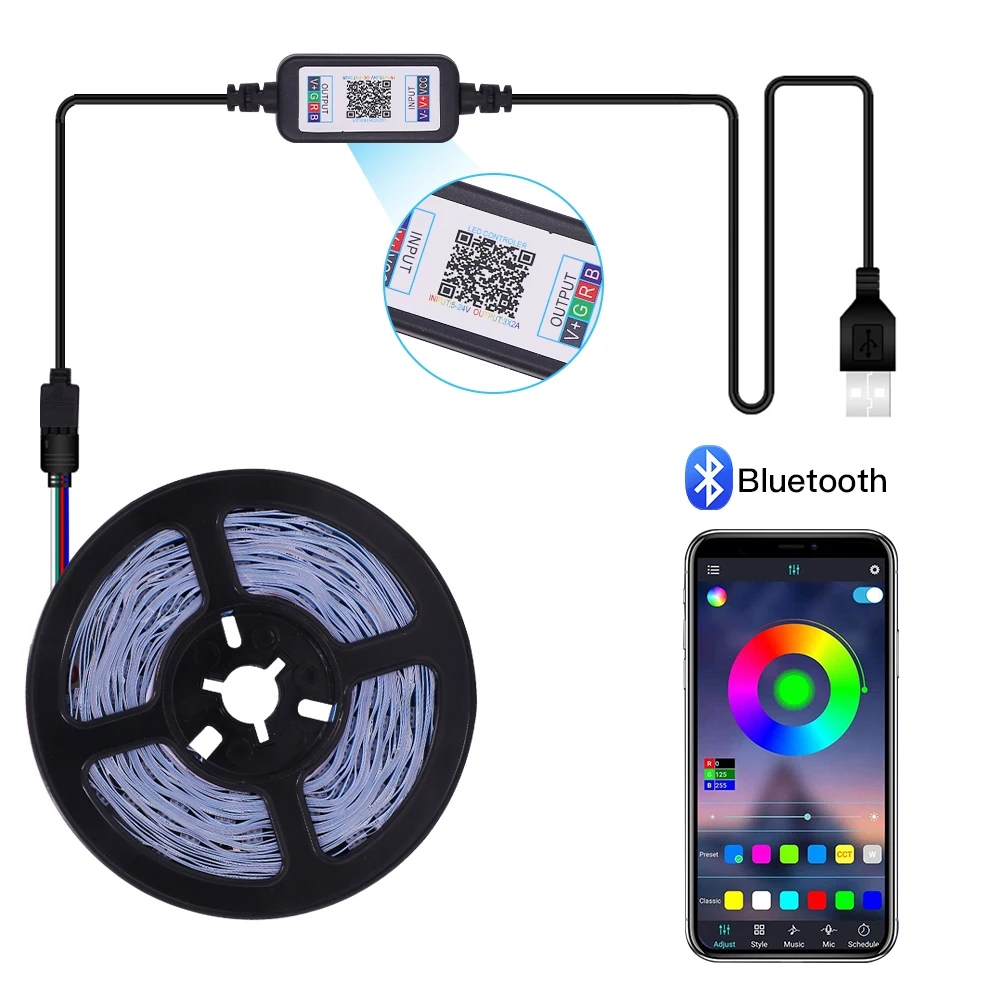 Светодиодная лента 0 5-15 м с поддержкой Bluetooth и управлением через приложение |