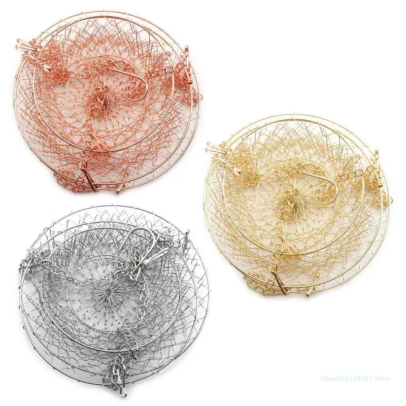 

C5AD Creative Hanging Fruit Storage Basket 3 Tier Foldable Large Capacity Vegetable Organizer Exquisite Nordic Flowers Basket