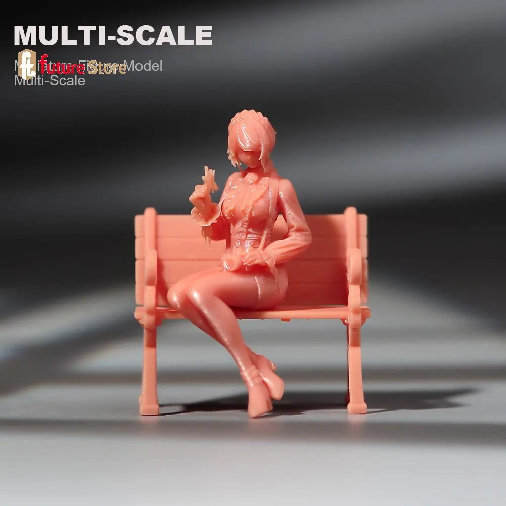 Миниатюрная фигурка 1/87 1/64 1/43 1/24 1/18 Девушка в красном платье на стуле Мини-диорама