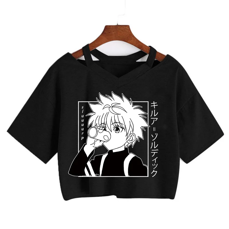 

Японское аниме Hunter X футболка с изображением охотника Killua Zoldyck, забавный мультяшный милый аниме футболка "Манга" Kurapika HxH, женские футболки