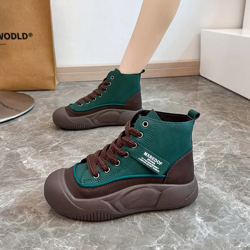 2024 осенняя женская обувь с высоким берцем осенне-зимняя теплая универсальные