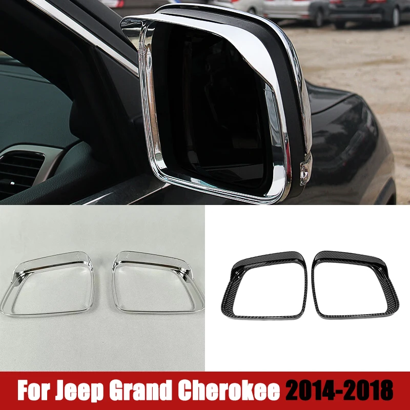 

Car Rearview Mirror Block Rain Eyebrow Cover Trim Sticker Styling Car For Jeep Grand Cherokee 2014-2018 ABS Chrome Accessories
