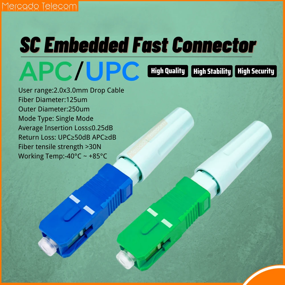 

50-200pcs New SC APC quick Optical Connector FTTH Tool Cold Connector Tool SC UPC Fiber Optic Fast Connector