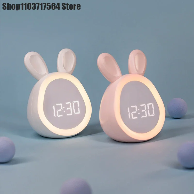 Симпатичные часы-будильник с кроликом светодиодные светящиеся цифровые часы со