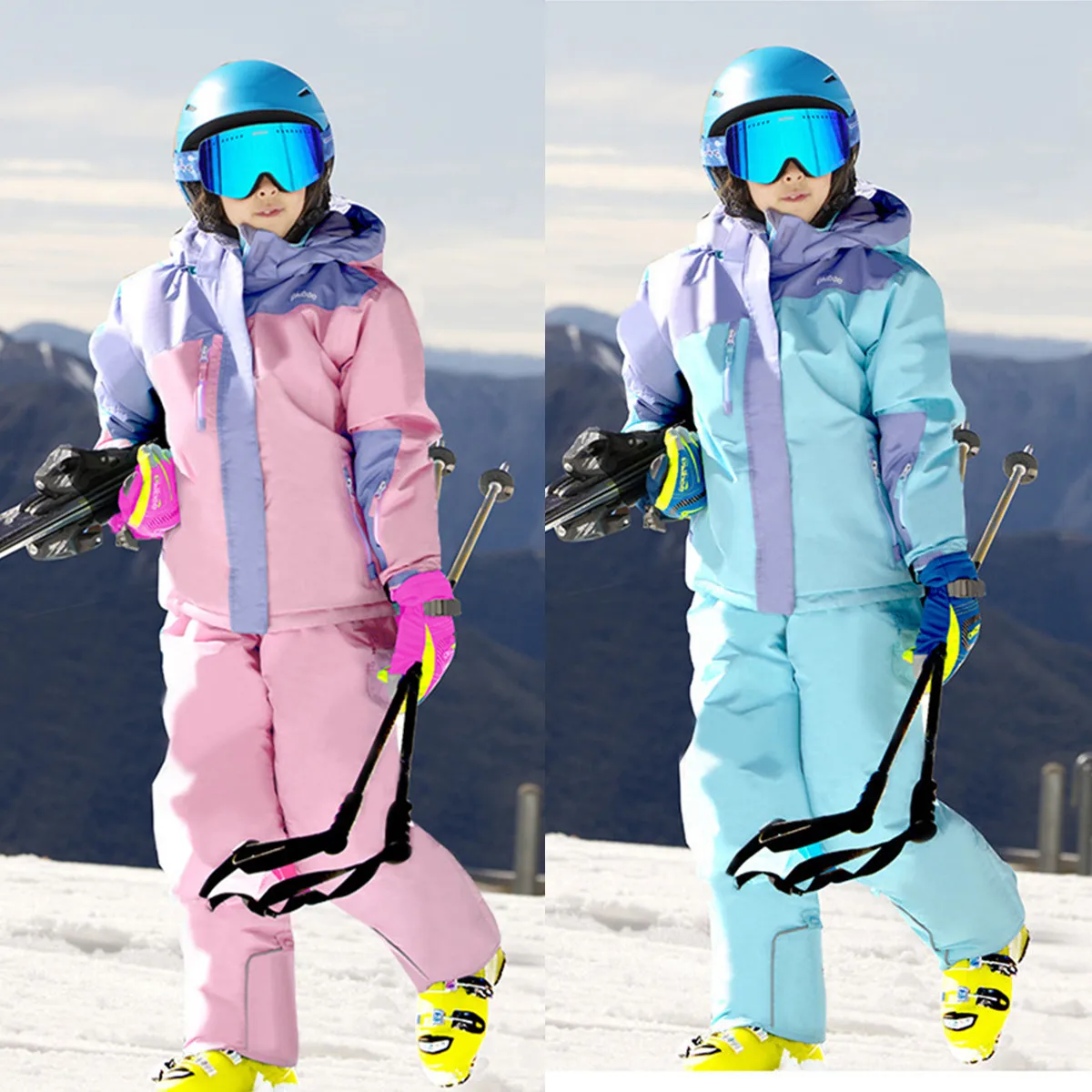 Phibee Children Ski Clothing Warm Windproof Waterproof Boys and Girls Cotton Fleece Snowboard Snow Jacket Clothes Windbreaker