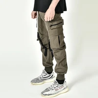 casual military style cargo pants streetwear men hip hop harem pants ribbons design army green fashion commuter mens clothing