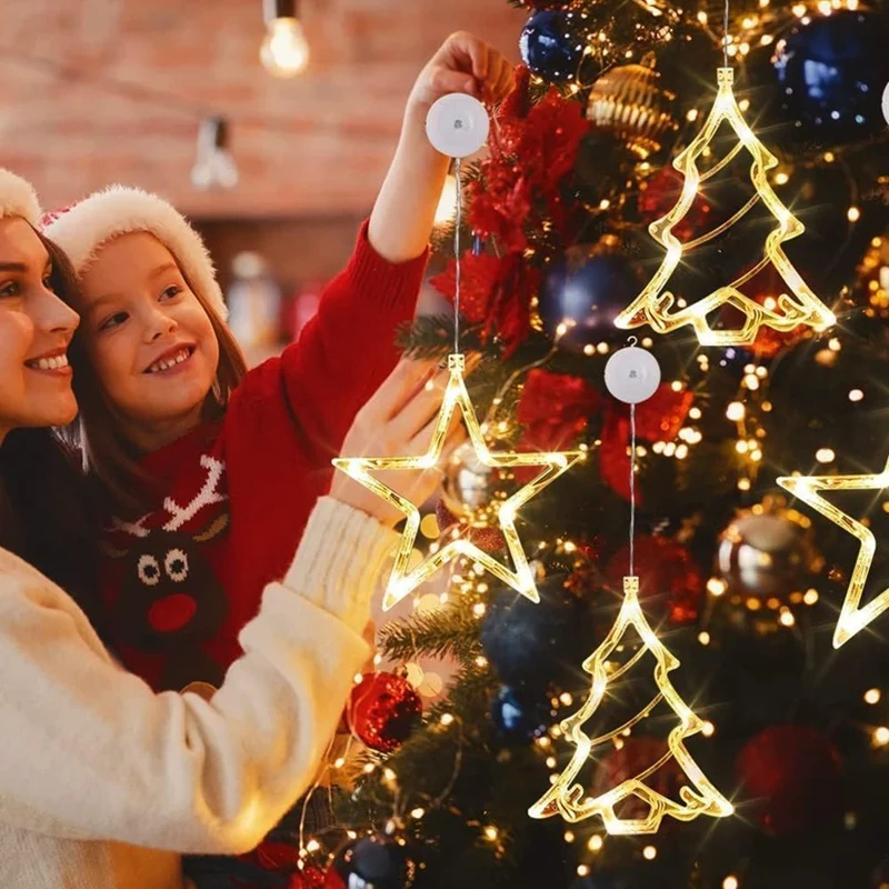 Рождественская лампа на батарейках для украшения интерьера в виде звездной елки