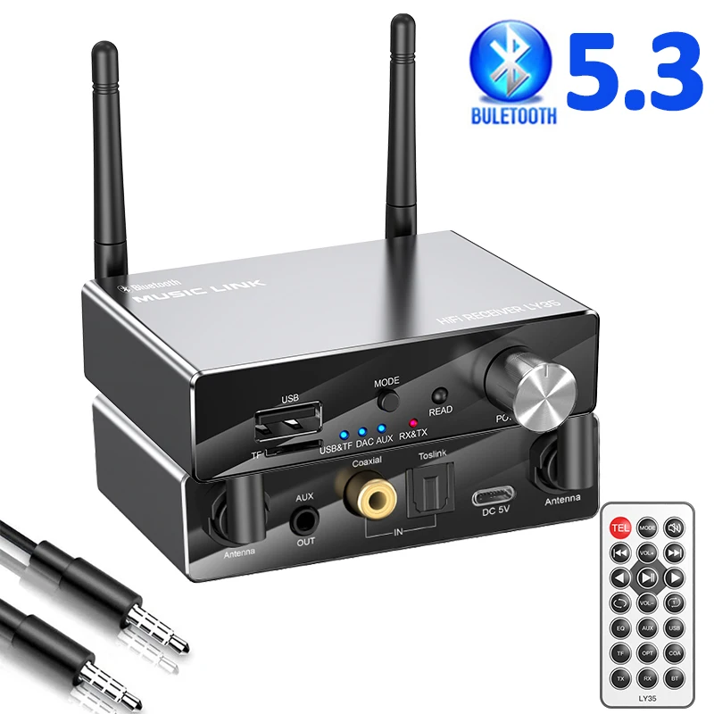 

Bluetooth приемник передатчик 5,3 стерео низкая задержка AUX 3,5 мм разъем оптический коаксиальный беспроводной музыкальный аудио адаптер USB для ТВ ПК