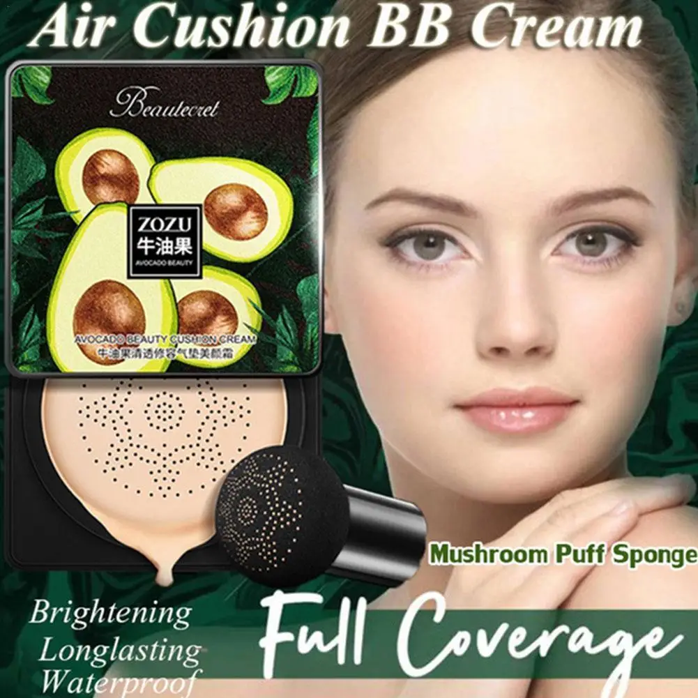 

Air Cushion BB Cream Avocado Foundation Whitening Concealer Longlasting Waterproof Mushroom Base Brighten With Face Puff To S2S0