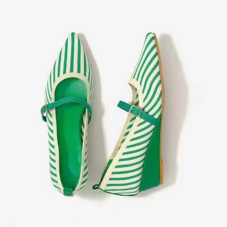 

Женские сетчатые туфли, дышащие туфли с острым носком на плоской подошве, модные вязаные туфли с мягкой подошвой, женская повседневная обувь без застежки, лоферы, 2023