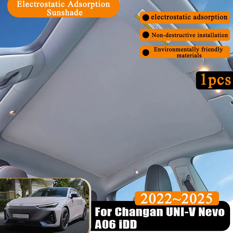 Фото 1 шт. солнцезащитный козырек на крыше для Changan UNI-V Nevo A06 iDD 2022 ~ 2025, электростатические адсорбционные наклейки, силиконовые аксессуары для świetlika №1