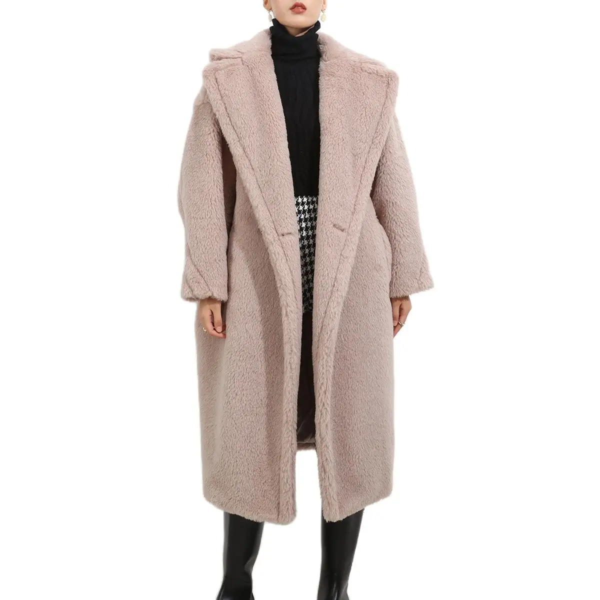 Women's Teddy Bear Fur Coat Winter Alpaca Warm Thicken Overcoat Ladies Fashion Wool Loose Outerwear Female Classic Red Jacket