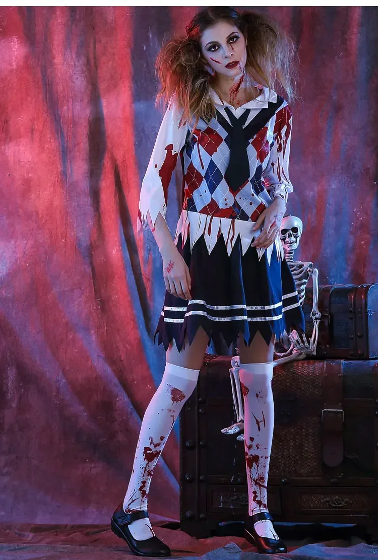 Хэллоуин Школа Ужас Зомби Косплей Женский Призрак Вампир Маскарад Костюм Смерти
