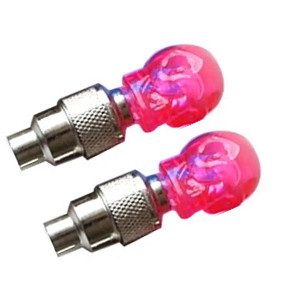 2pcs/Lot Multifuction Skull Shape Bike Tire Valve Cap Light Bicycle Car Wheel Neon LED Lamp Bulb Night Haze Weather Safe Riding - купить по