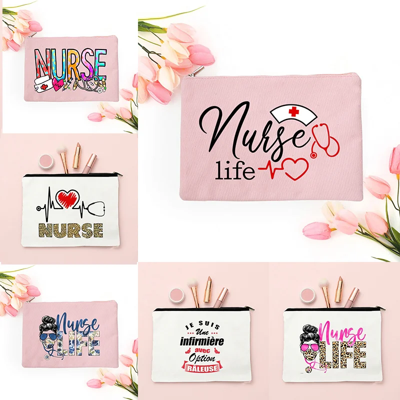 Nursing Is A Work of Heart Print Travel Toiletries Organizer Female Wash Storage Pouch Nurse Gift Makeup Bag Women Cosmetic Case