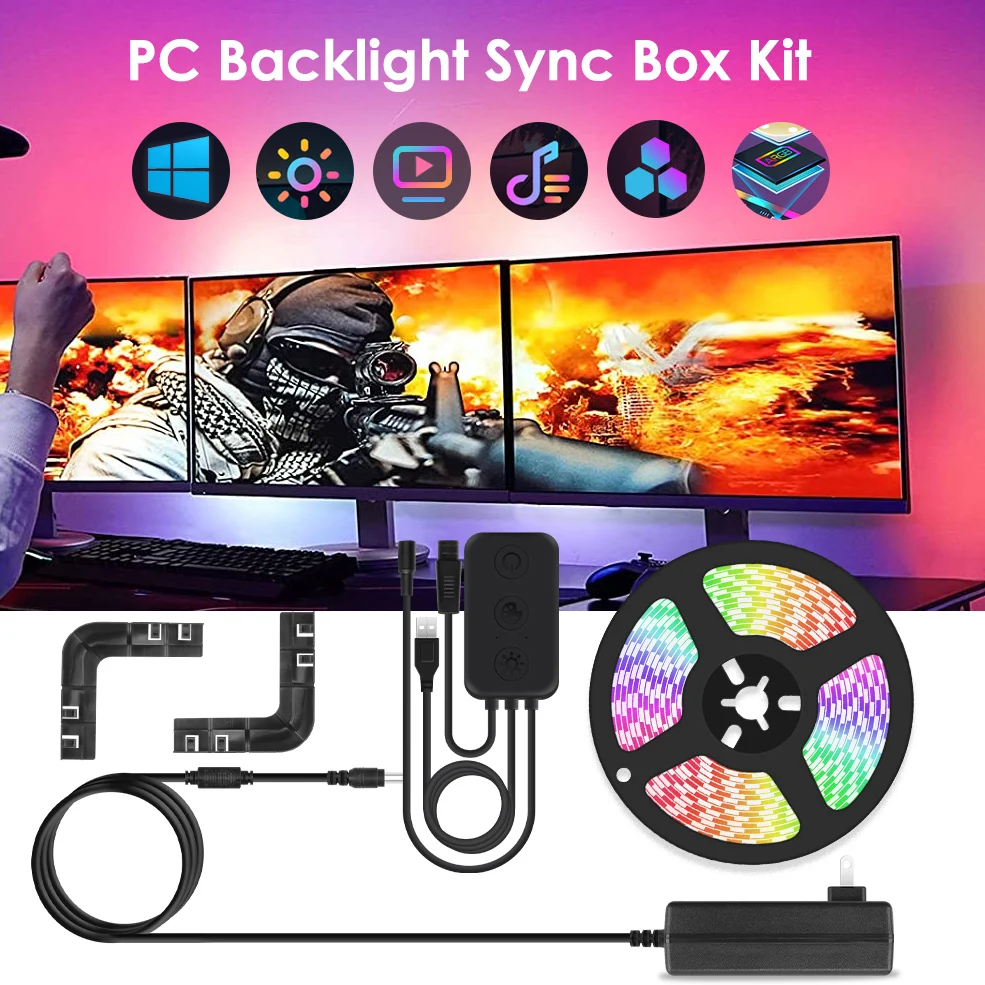 Светодиодная подсветильник ка для монитора освещение ПК с цветной светодиодной