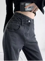 jeans women high waist black wide leg denim pants mom designed button blue trousers fashion korean style female xs jeans