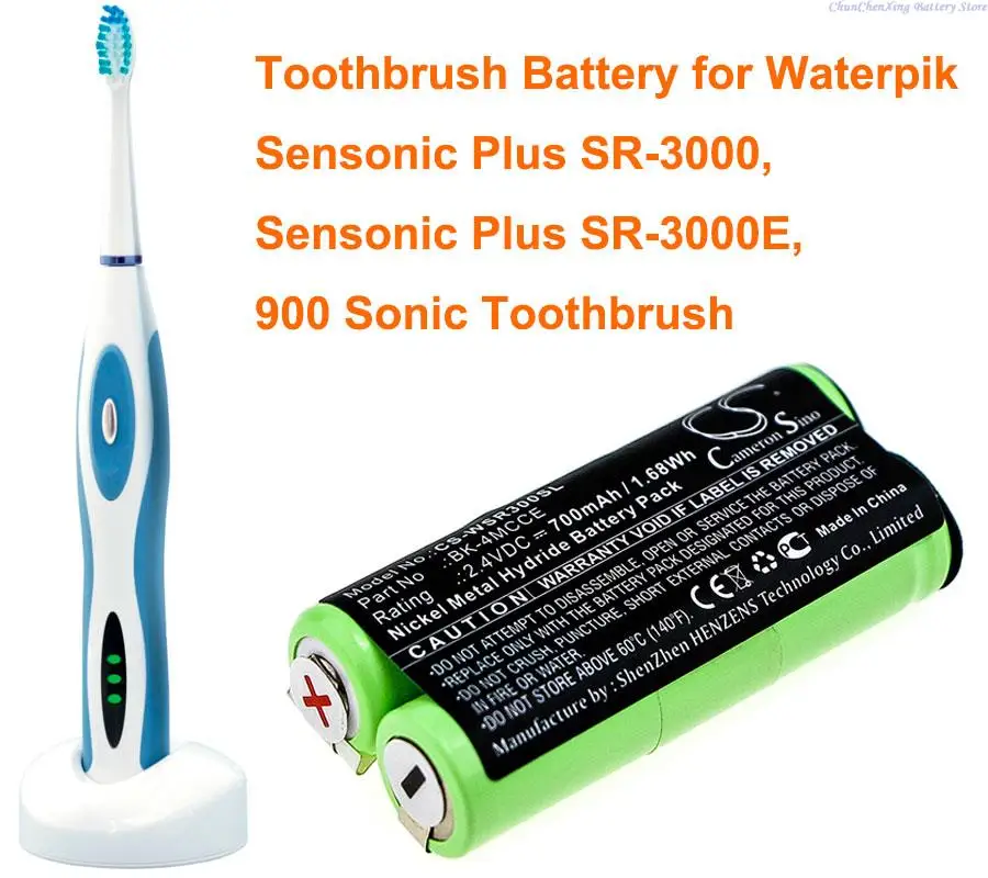 GreenBattery 700mAh Toothbrush Battery BK-4MCCE for Waterpik Sensonic Plus SR-3000, Sensonic Plus SR-3000E, 900 Sonic Toothbrush